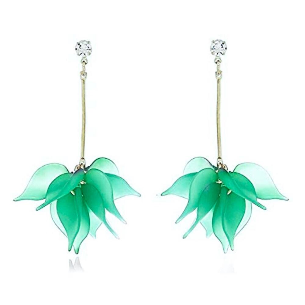 Acrylic Flower Petal Rhinestone Earrings